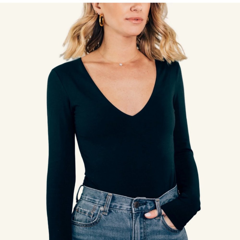 Ambitionist Weekender Deep V Neck Bodysuit S